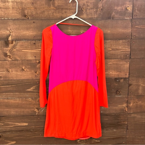 Maje Color Block Long Sleeve Low Back Dress - Picture 1 of 8